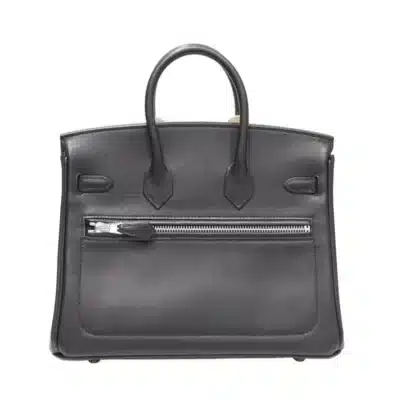 Hermès Rare Collectible Birkin 25 Black Box Calf Silver Hardware