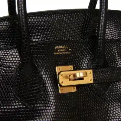 Hermès Birkin 25 Black Niloticus Lizard Gold Hardware