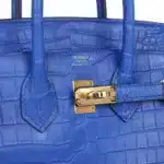 Hermès Birkin 25 Bleu Royal Matte Porosus Crocodile Gold Hardware