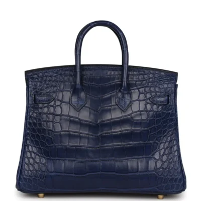 Hermès Birkin 25 Bleu Saphir Matte Alligator Mississippiensis Gold Hardware