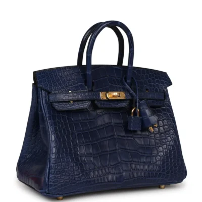 Hermès Birkin 25 Bleu Saphir Matte Alligator Mississippiensis Gold Hardware