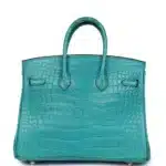 Hermès Birkin 25 Blue Paon Matte Alligator Mississippiensis Gold Hardware