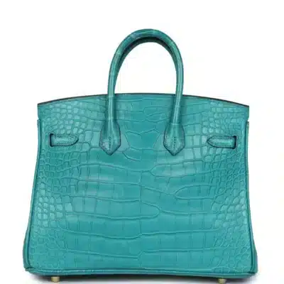 Hermès Birkin 25 Blue Paon Matte Alligator Mississippiensis Gold Hardware