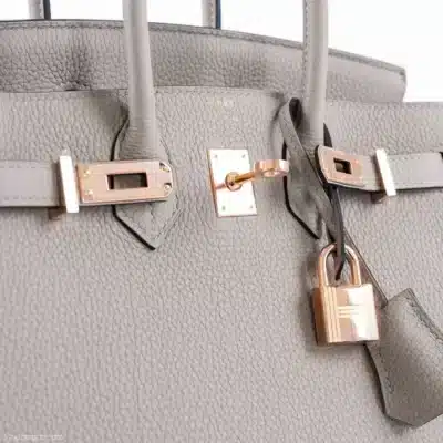 Hermès Birkin 25 Gris Asphalte Togo logo