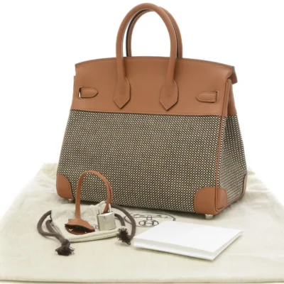 Hermès HSS Birkin 25 Noisette Swift & Cadrille Toile Silver Hardware