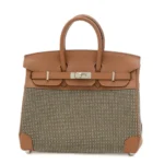 Hermès HSS Birkin 25 Noisette Swift & Cadrille Toile Silver Hardware