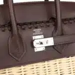 Hermès Rare Collectible Birkin 25 Picnic Rouge Osier Wicker & Swift Palladium Hardware