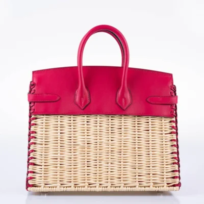 Hermès Birkin 25 Picnic Framboise Swift & Osier Wicker Palladium Hardware