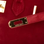 Hermès Birkin 25 Rouge Vif Suede Doblis Gold Hardware