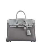 Hermès Birkin 25 Touch Gris Meyer And Gris Cement Matte Alligator Mississippiensis & Togo Palladium Hardware