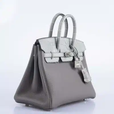 Hermès Birkin 25 Touch Gris Meyer And Gris Cement Matte Alligator Missipensis & Togo side1