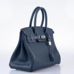 Hermès Rare Collectible Birkin 30 Blue de Prusse and Mykonos Clemence Palladium Hardware