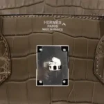 Hermès Birkin 30 Gris Elephant Shiny Niloticus Crocodile Palladium Hardware