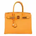 Hermès Birkin 30 Jaune D'Or And Blue Marine Epsom Palladium Hardware