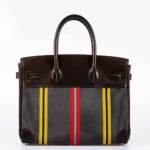 Hermès Birkin 30 Marron Fonce/Colorful Wool Jumping Canvas & Box Calf Palladium Hardware