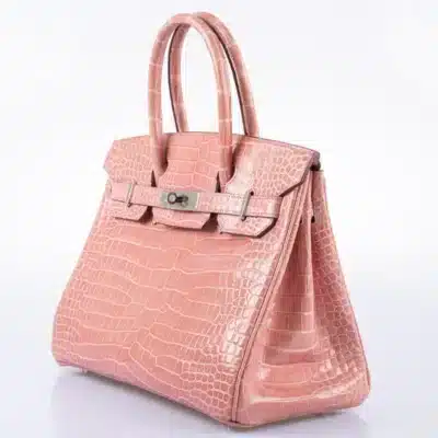 Hermès Birkin 30 Rose Indiennes Shiny Porosus Crocodile Palladium Hardware