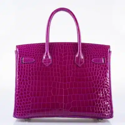 Hermès Birkin 30 Rose Pourpre Shiny Porosus Crocodile Palladium Hardware