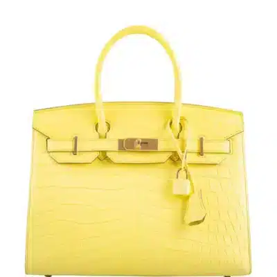 Hermès Birkin 30 Sellier Jaune Citron Matte Niloticus Crocodile Gold Hardware