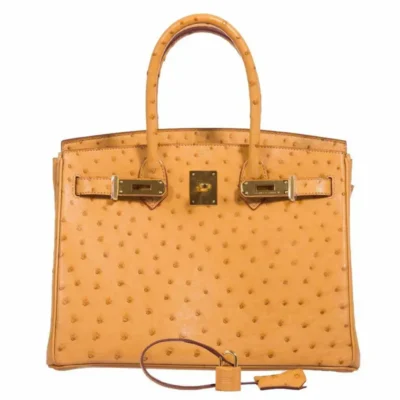 Hermès Rare Collectible Birkin 30 Tabac Camel Ostrich Gold Hardware