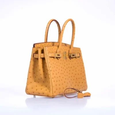 Hermès Rare Collectible Birkin 30 Tabac Camel Ostrich Gold Hardware