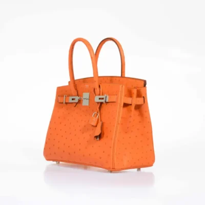 Hermès Birkin 30 Tangerine Ostrich Palladium Hardware