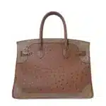 Hermès HSS Birkin 30 Tri-Color Marron/Etrusque/Mousse Ghillies Ostrich Permabrass Hardware