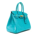 Hermès Birkin 30 Turquoise Matte Porosus Crocodile Gold Hardware