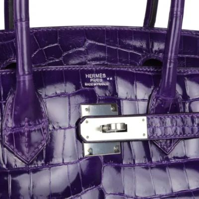 Hermès Birkin 30 Ultraviolet Shiny Niloticus Crocodile logo1