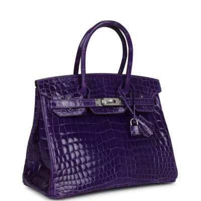 Hermès Birkin 30 Ultraviolet Shiny Niloticus Crocodile Palladium Hardware