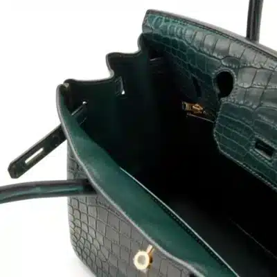 Hermès Birkin 30 Vert Foncé Matte Niloticus Crocodile interior_1