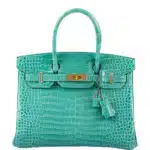 Hermès Birkin 30 Vert Jade Shiny Porosus Crocodile Gold Hardware