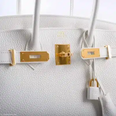 Hermès Birkin 30 White Clemence logo