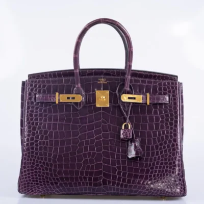 Hermès Birkin 35 Amethyst Shiny Porosus Crocodile front2