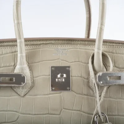 Hermès Birkin 35 Beton Matte Porosus Crocodile logo1