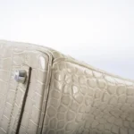 Hermès Birkin 35 Beton Matte Porosus Crocodile Palladium Hardware