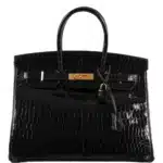 Hermès Birkin 35 Black Shiny Porosus Crocodile Gold Hardware