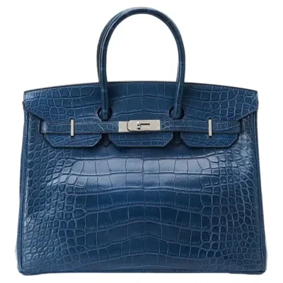 Hermès Birkin 35 Bleu De Malte Matte Alligator Mississippiensis Palladium Hardware