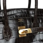 Hermès Birkin 35 Graphite Shiny Porosus Crocodile Gold Hardware