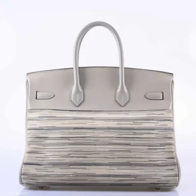 Hermès Birkin 35 Grey And Gris Perle Box Calf & Vibrato Palladium Hardware replica bags