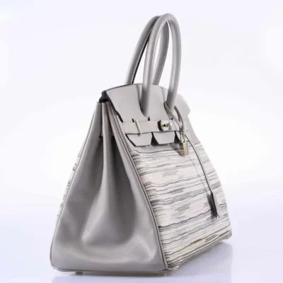 Hermès Birkin 35 Grey And Gris Perle Box Calf & Vibrato Palladium Hardware replica bags