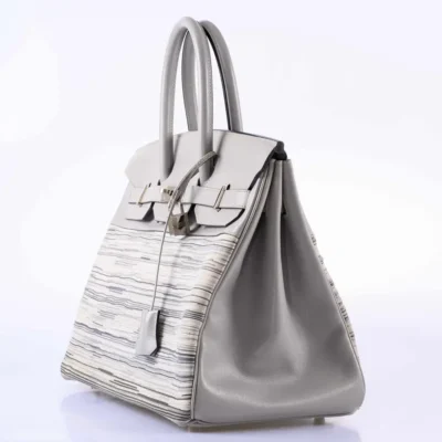 Hermès Birkin 35 Grey And Gris Perle Box Calf & Vibrato Palladium Hardware replica bags