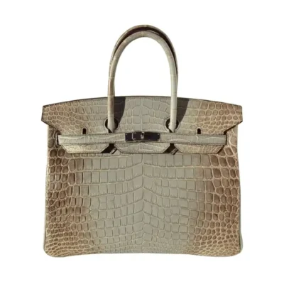 Hermès Birkin 35 Grey Himalayan Niloticus Crocodile Palladium Hardware High-quality replica