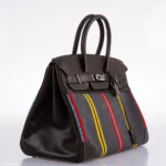 Hermès Birkin 35 Multicolor Ebene Box Calf & Jumping Canvas Palladium Hardware