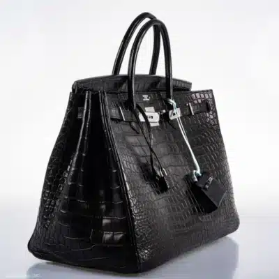 Hermès Birkin 40 Black Matte Porosus Crocodile Palladium Hardware