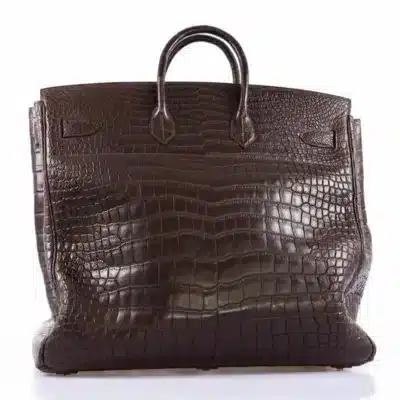 Hermès HAC Birkin 50 Ebene Porosus Crocodile Bronze Hardware