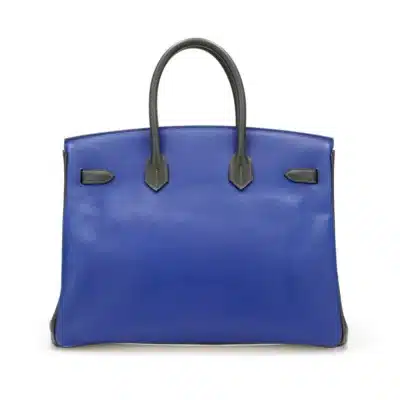 Hermès HSS 2002 Birkin 35 White/Bleu Electrique/Ardoise Epsom Brushed Gold Hardware