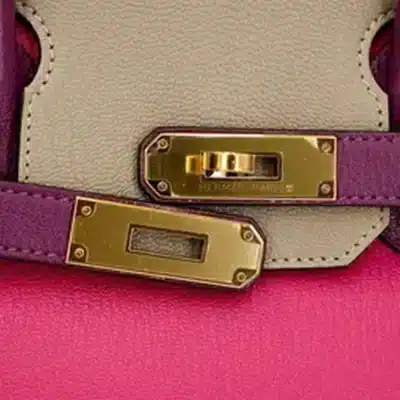 Hermès HSS 2016 Birkin 30 Anemone/Gris Tourterelle/Shocking Rose Chevre Gold Hardware