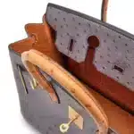 Hermès HSS 2018 Birkin 30 Gris Agate/Saffron Ostrich Gold Hardware