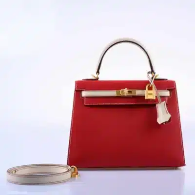 Hermès HSS 2019 Kelly 25 Sellier Rouge Casaque and Craie Epsom front2