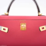 Hermès HSS 2019 Kelly 25 Sellier Roze Azalee and Gris Mouette Epsom Brushed Gold Hardware